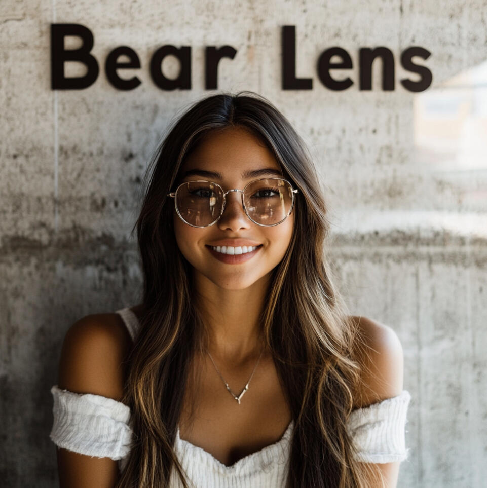 A female influencer posing in a kitchen, below a sign saying neon Cwtch Video